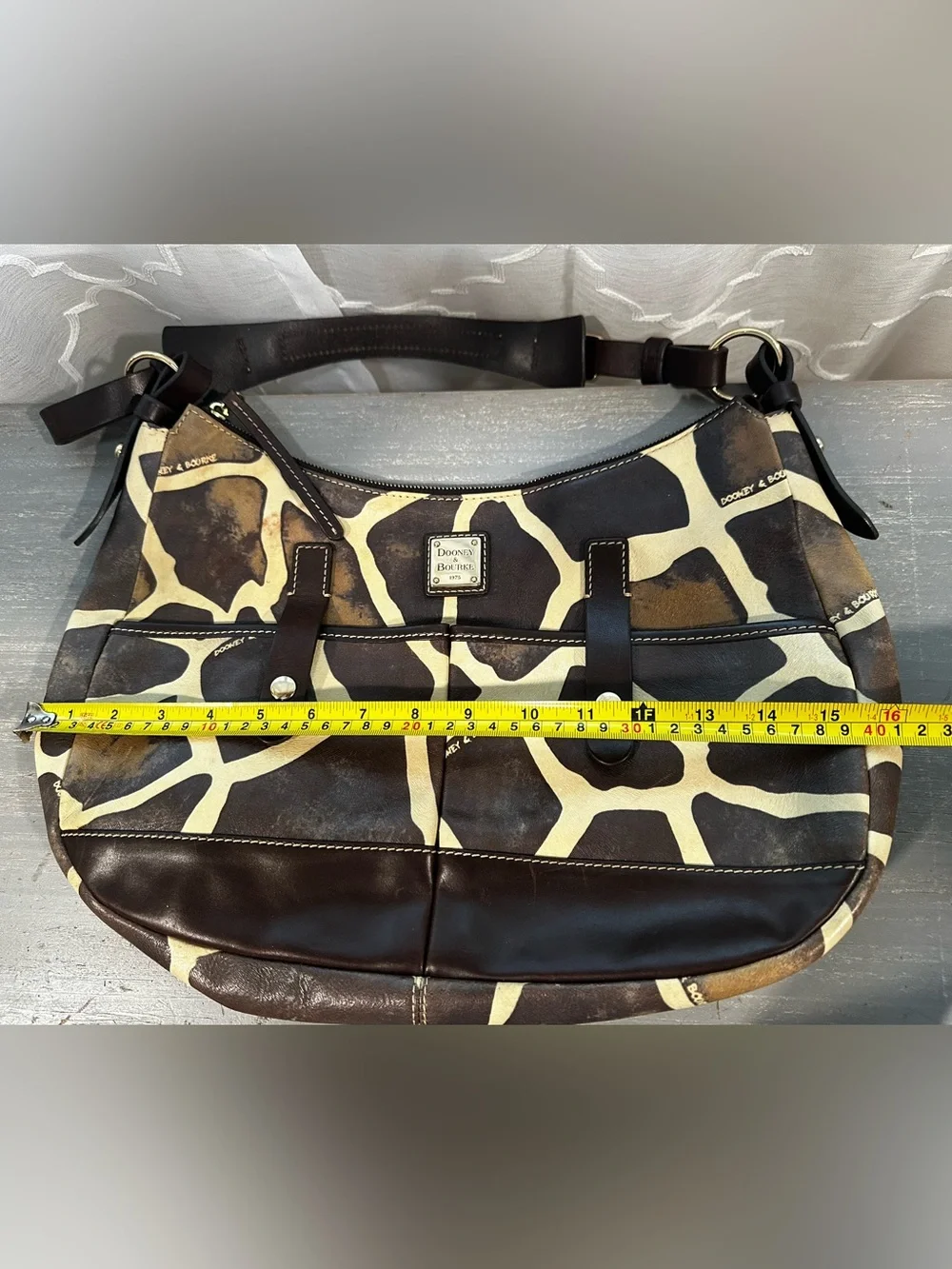 Dooney & Bourke Vintage Safari Giraffe Print Leather Hobo Shoulder Bag